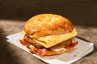 Breakfast Menu 2 Farmhouse Duo Asiago Bagel Stack