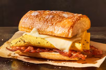 Breakfast Menu 9 Ciabatta Bacon, Egg & Cheese Sandwich