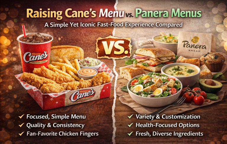Raising Cane’s Menu: A Simple Yet Iconic Fast-Food Experience Compared to Panera Menus